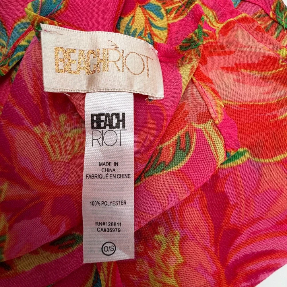 Beach Riot Melanie Sarong Miami Peony Pink‎ Orange Floral Swim Cover Up O/S NEW